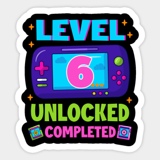 Level 6 Unlocked 6th Birthday Boys Video Game B-day Gift For BOys Kids Sticker